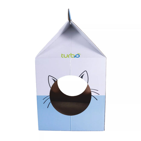 Turbo Scratcher Milk Carton Cat Scratching Post/House - Blue